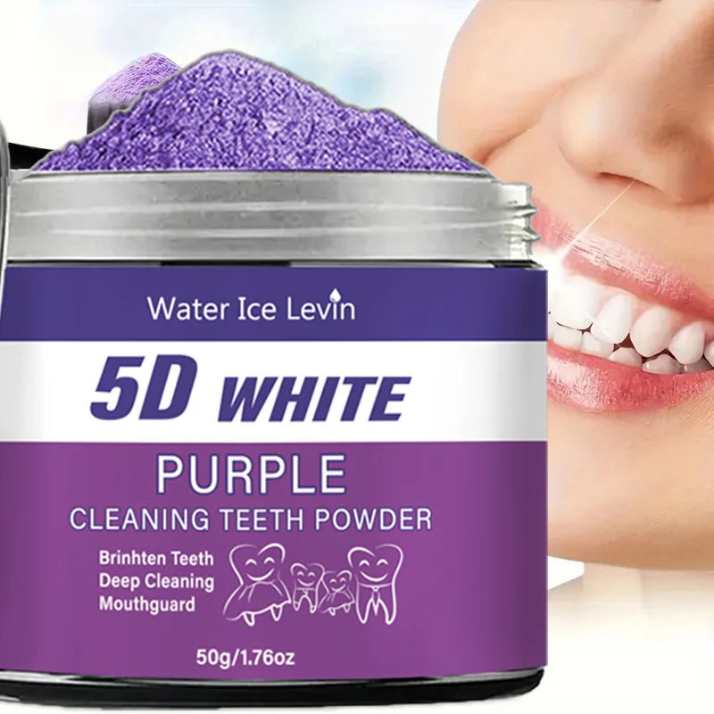 Purple Teeth Whitening Powder 50g Natural Pearl Essence Deep Cleaning Tooth Powder Fresh Breath Teeth Stain Remover Oral Care
