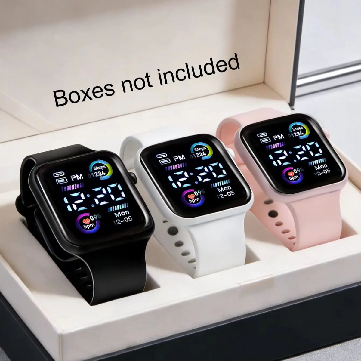 3-Piece Set of Children's Electronic Watches with Led Time Display, No Smart Functions, Exquisite Birthday Gift, Delicate and Cute, for Girls/Boys