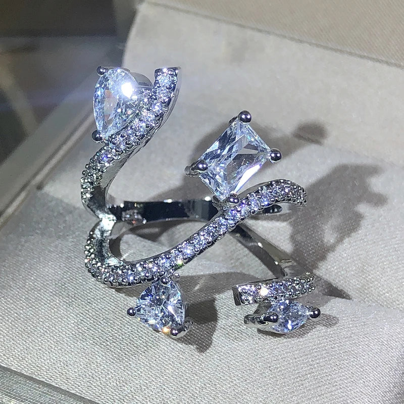 925 Sterling Silver Snake Ring – Zircon Statement Jewelry for Women