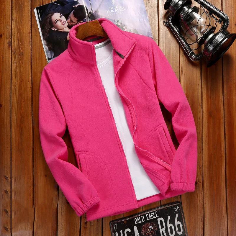 Women’s Fleece Zip-Up Jacket – Warm Casual Cardigan for Outdoor Wear