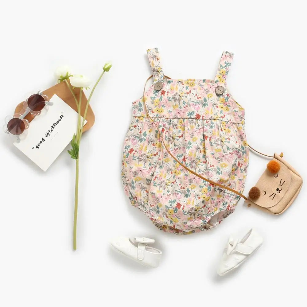 Sanlutoz Baby Girls Summer Sleeveless Bodysuits Cotton Baby Clothing Flower Sweet Toddler Clothes