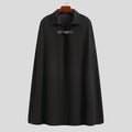 INCERUN Men's One-Button Cloak Coat – Solid Color Lapel Cape Overcoat, Modern Streetwear Style