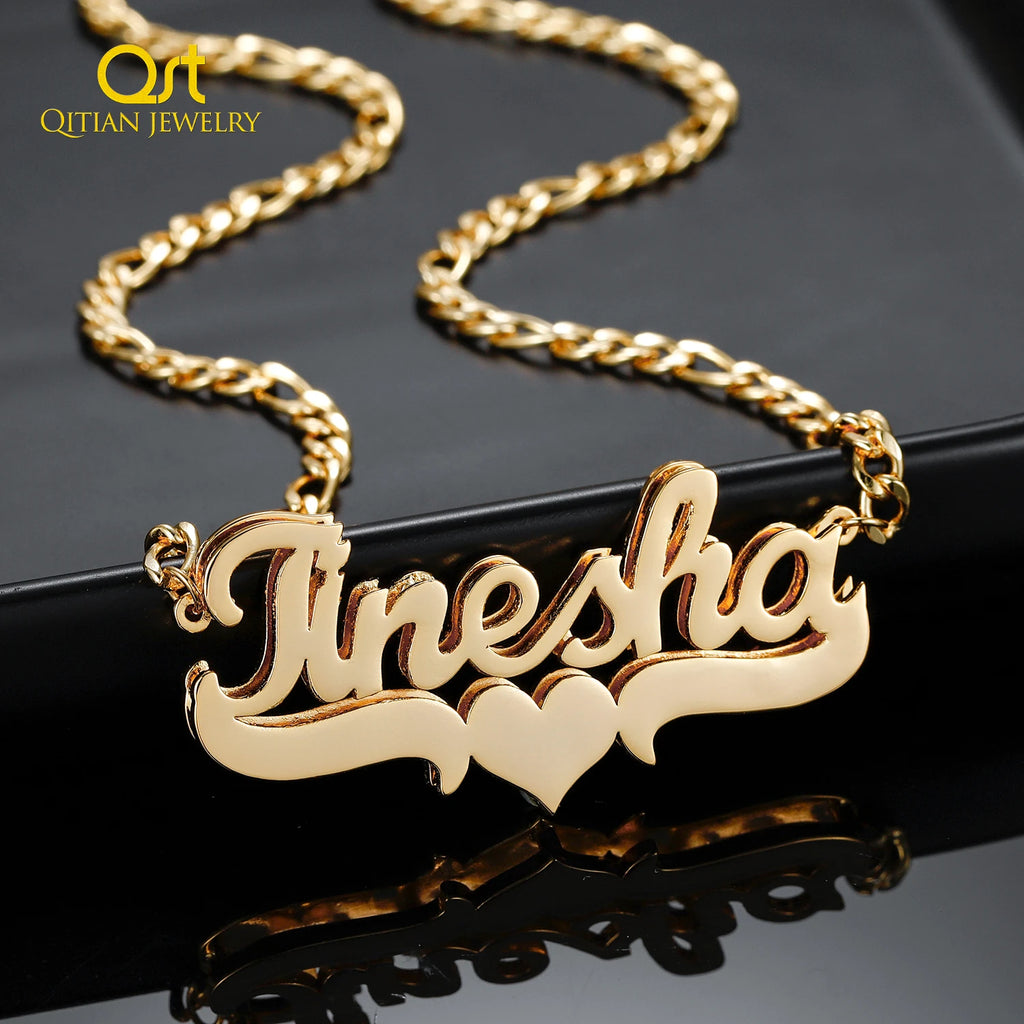 Personalized Double Name Necklace – Custom Stainless Steel Hip-Hop Pendant