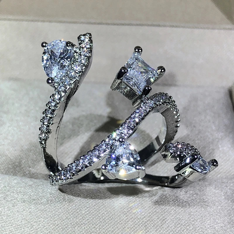 925 Sterling Silver Snake Ring – Zircon Statement Jewelry for Women