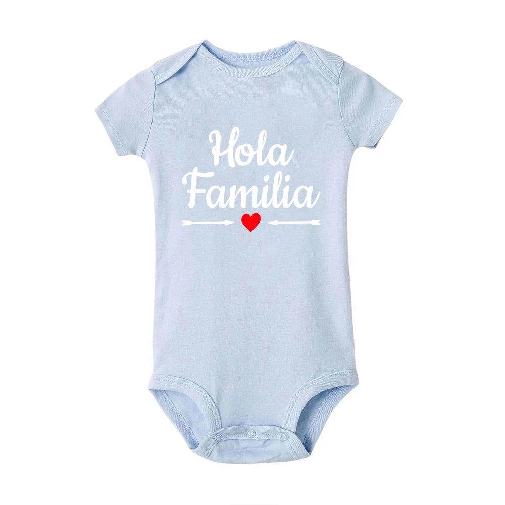 Hola Familia Spanish Funny Baby Newborn Rompers Boy Girl Casual Comfortable Bodysuits Outfits Infant Born Crawling Clothing Ropa