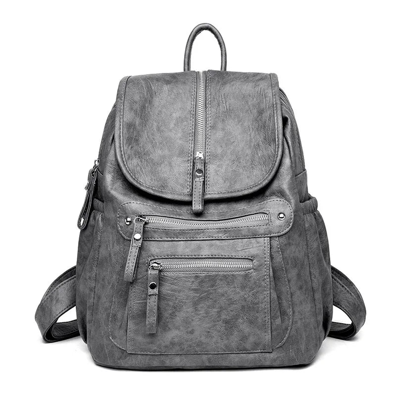 Women's Vintage Leather Backpack – Stylish Travel and Everyday Shoulder Bag