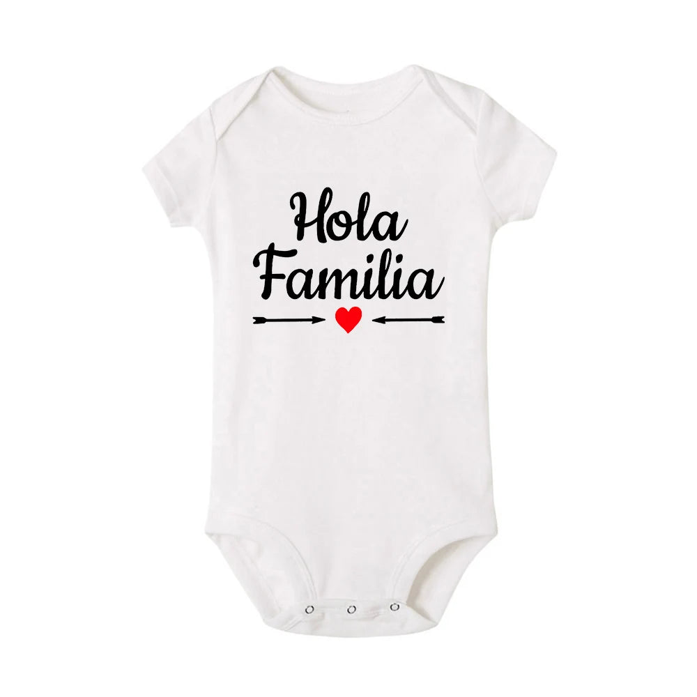 Hola Familia Spanish Funny Baby Newborn Rompers Boy Girl Casual Comfortable Bodysuits Outfits Infant Born Crawling Clothing Ropa