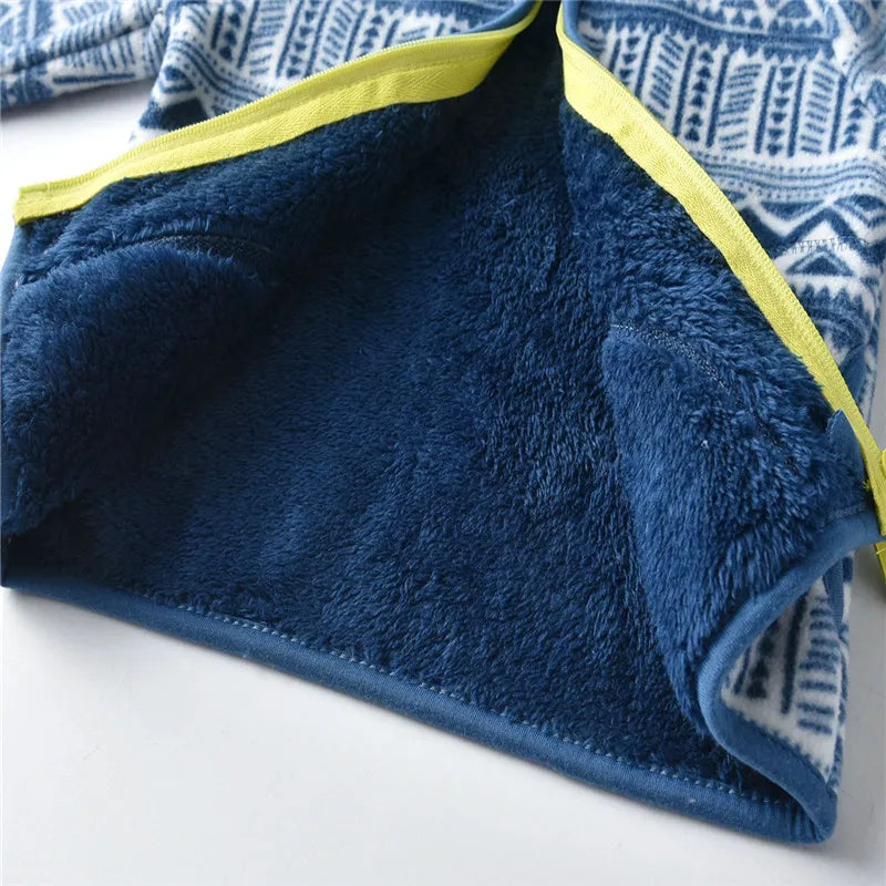 2-8T  Children Clothing for Boys Girls Winter Fleece Jackets Zipper Blue Cute Hot Selling Thick Baby Coats