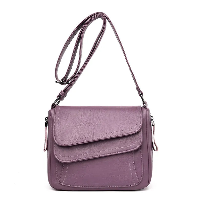 Women's Soft Leather Shoulder Bag – Elegant Spring Crossbody Handbag