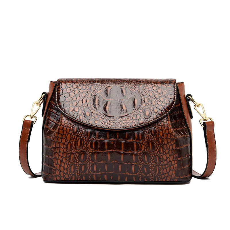 Women's Crocodile-Pattern Shoulder Bag – Luxury-Style Leather Crossbody Handbag