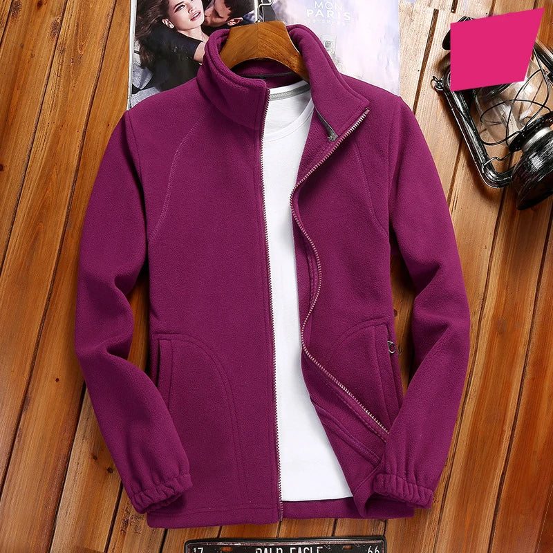 Women’s Fleece Zip-Up Jacket – Warm Casual Cardigan for Outdoor Wear