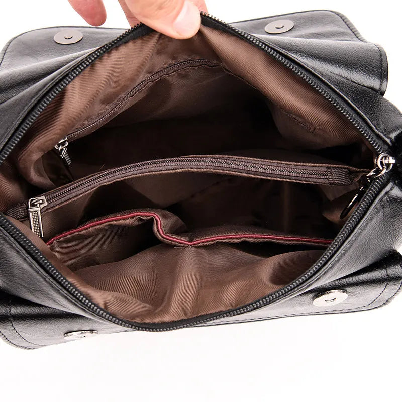 Women's Soft Leather Shoulder Bag – Elegant Spring Crossbody Handbag