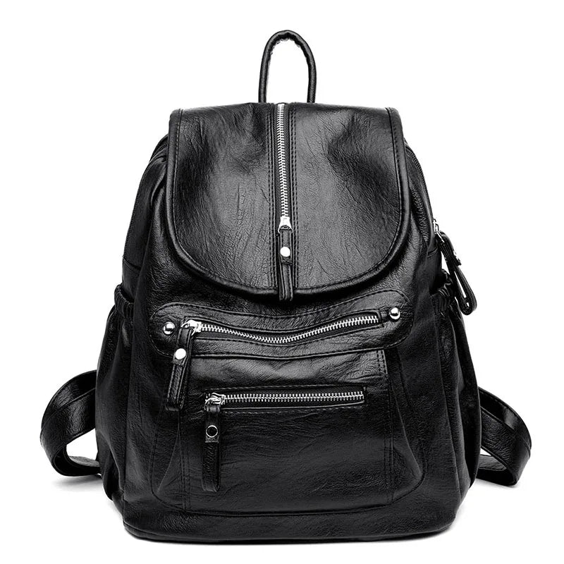 Women's Vintage Leather Backpack – Stylish Travel and Everyday Shoulder Bag