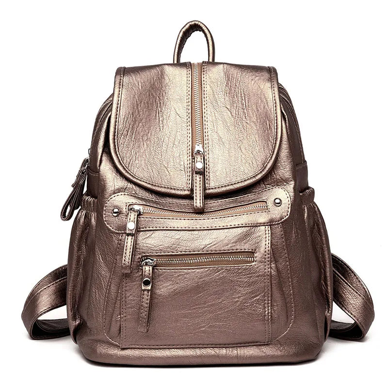 Women's Vintage Leather Backpack – Stylish Travel and Everyday Shoulder Bag