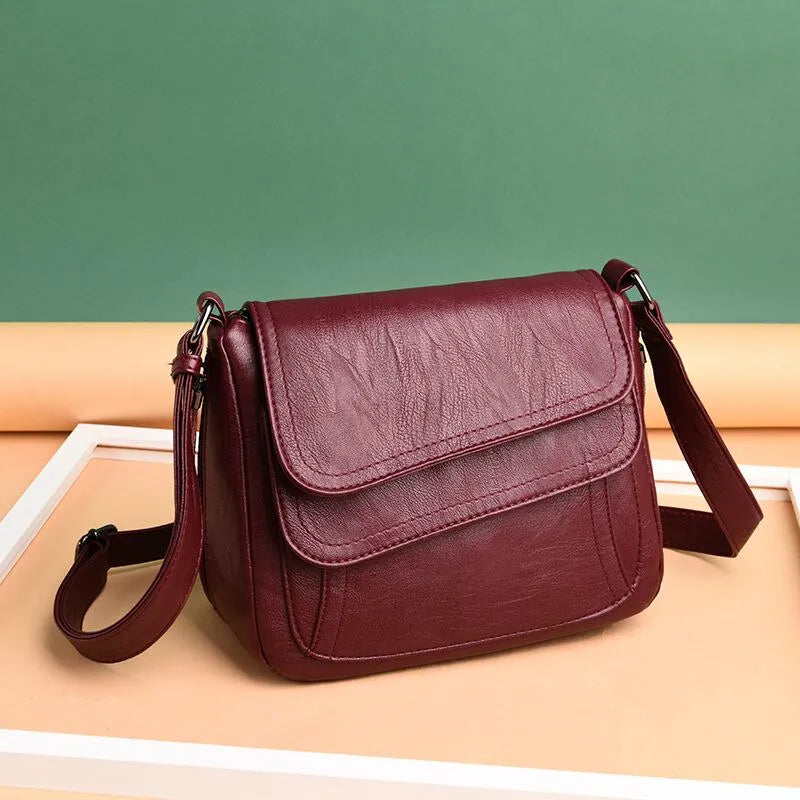 Women's Soft Leather Shoulder Bag – Elegant Spring Crossbody Handbag