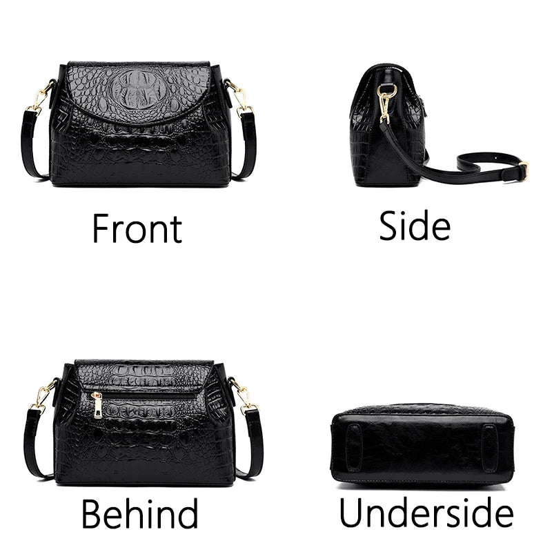 Women's Crocodile-Pattern Shoulder Bag – Luxury-Style Leather Crossbody Handbag
