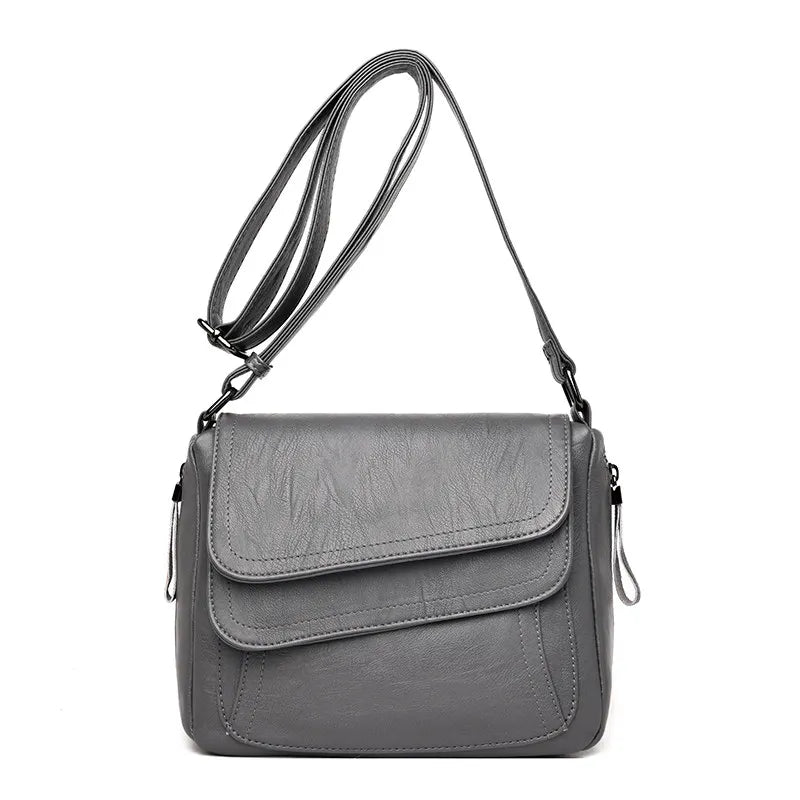 Women's Soft Leather Shoulder Bag – Elegant Spring Crossbody Handbag
