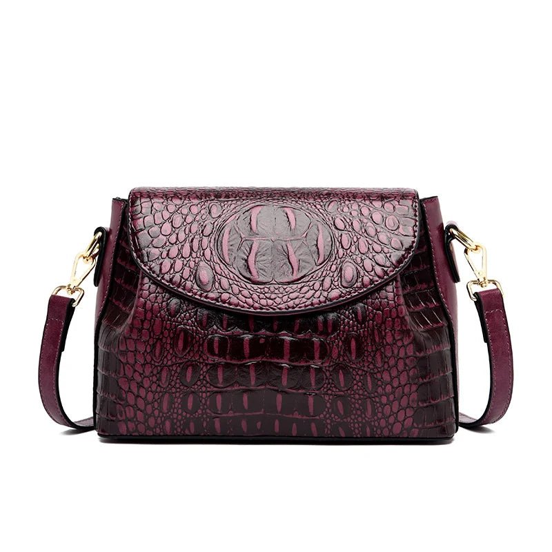 Women's Crocodile-Pattern Shoulder Bag – Luxury-Style Leather Crossbody Handbag