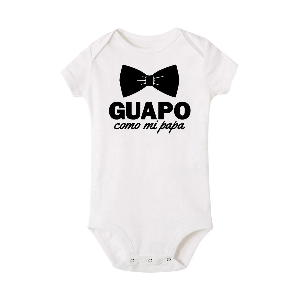 Funny Spanish Infant Newborn Crawling Rompers Guapo Como Mi Papa Boys Baby Casual Bodysuits Clothing Outfits New Dad Best Gifts