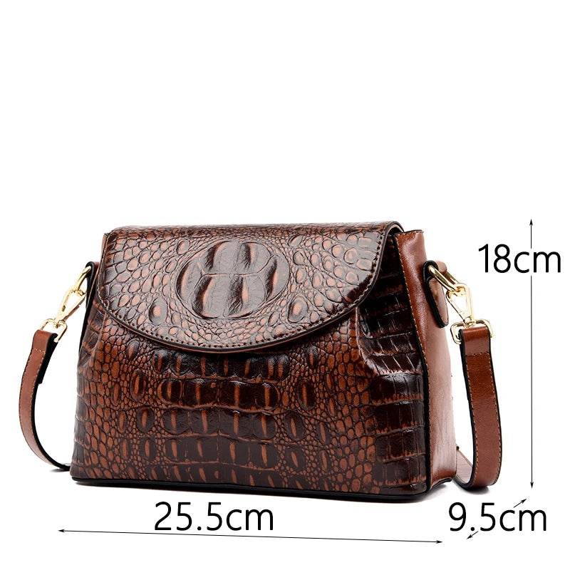 Women's Crocodile-Pattern Shoulder Bag – Luxury-Style Leather Crossbody Handbag