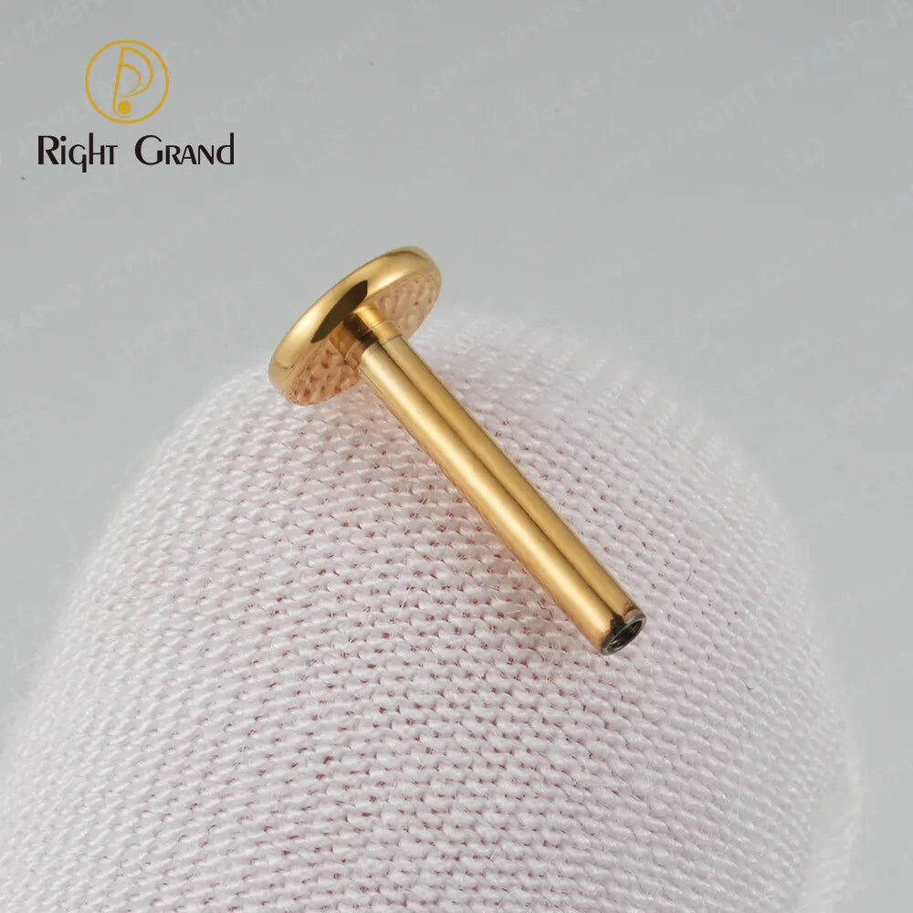 5-Piece Titanium Flat Back Labret Stud Set – 16G Internally Threaded Piercing Posts
