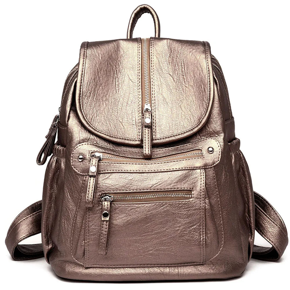 Women's Vintage Leather Backpack – Stylish Travel and Everyday Shoulder Bag