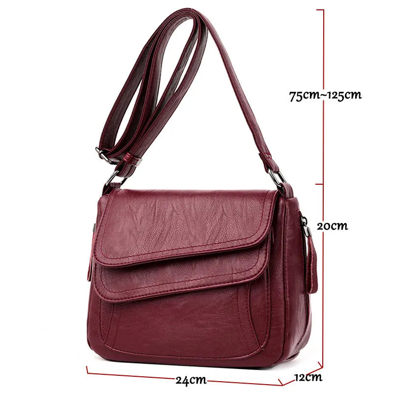 Women's Soft Leather Shoulder Bag – Elegant Spring Crossbody Handbag