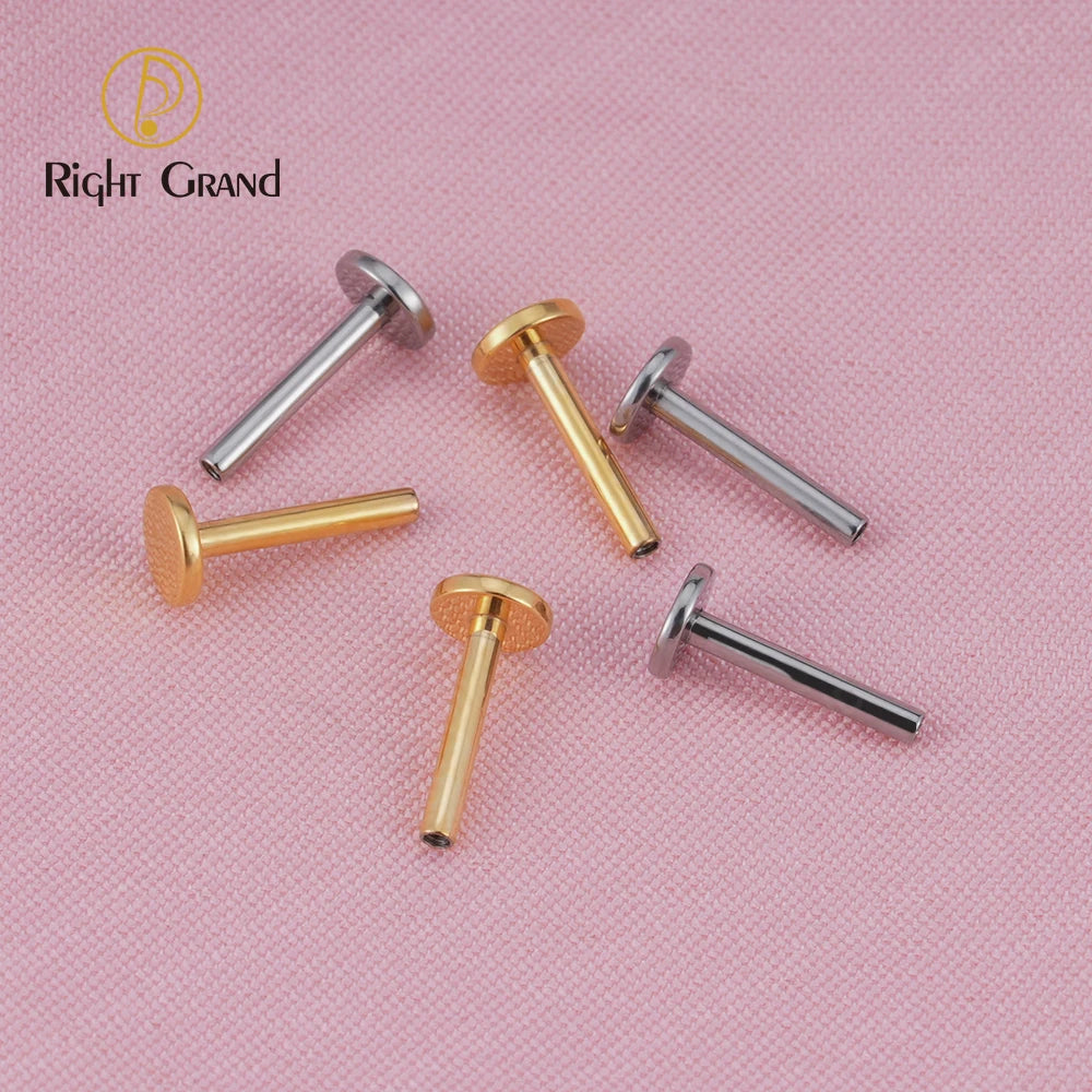 5-Piece Titanium Flat Back Labret Stud Set – 16G Internally Threaded Piercing Posts