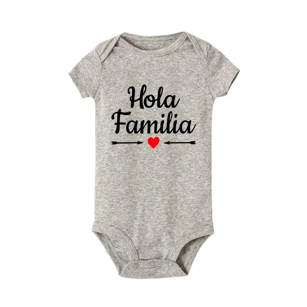 Hola Familia Spanish Funny Baby Newborn Rompers Boy Girl Casual Comfortable Bodysuits Outfits Infant Born Crawling Clothing Ropa