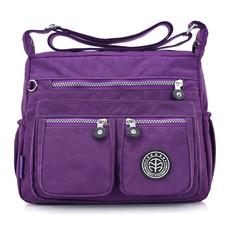 Women's Nylon Shoulder Bag – Lightweight Zipper Crossbody Bag for Everyday and Beach Use