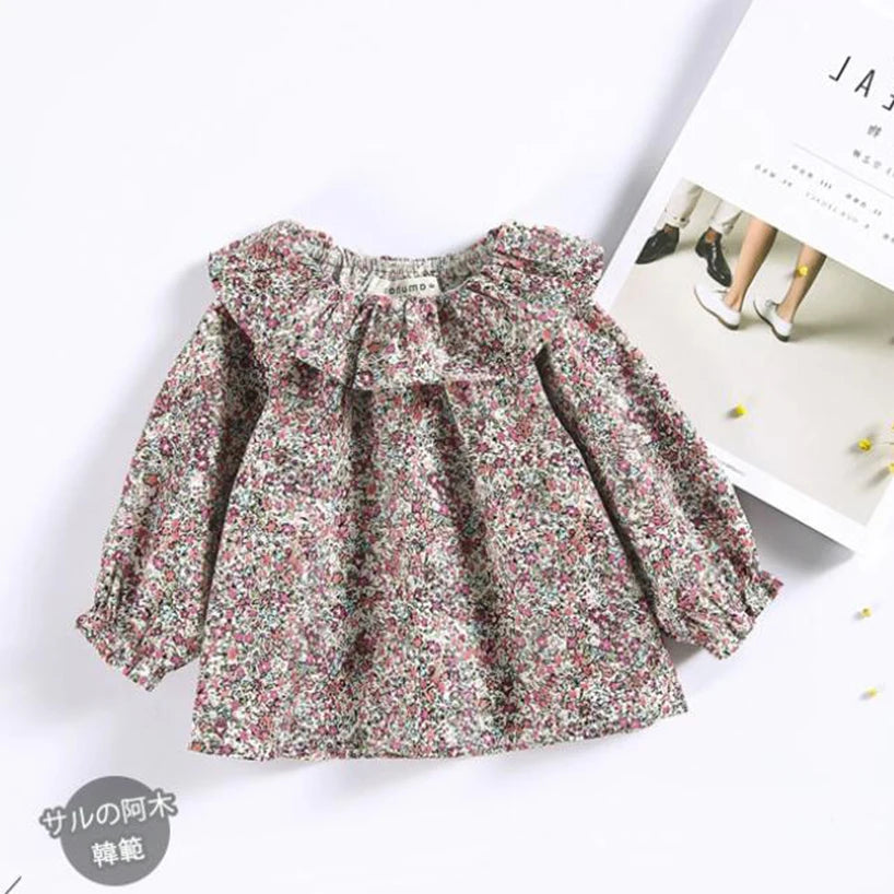 0-24m Baby Girls Ruffles Summr Shirt Tops Cotton Long Sleeve Lace Blouses Infant Newborn Baby Tops Children Shirts Baby Clothing