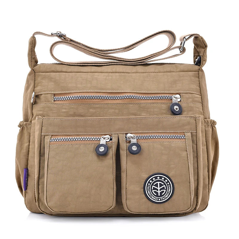 Women's Nylon Shoulder Bag – Lightweight Zipper Crossbody Bag for Everyday and Beach Use
