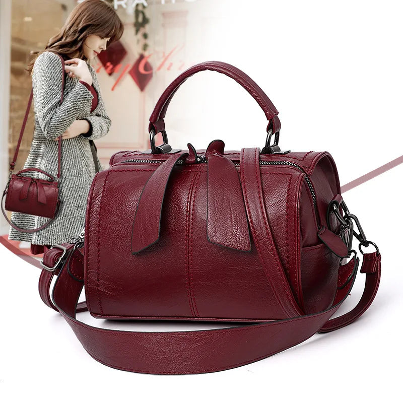 Women's Small PU Leather Shoulder Bag – Soft Leather Travel Tote and Messenger Bag