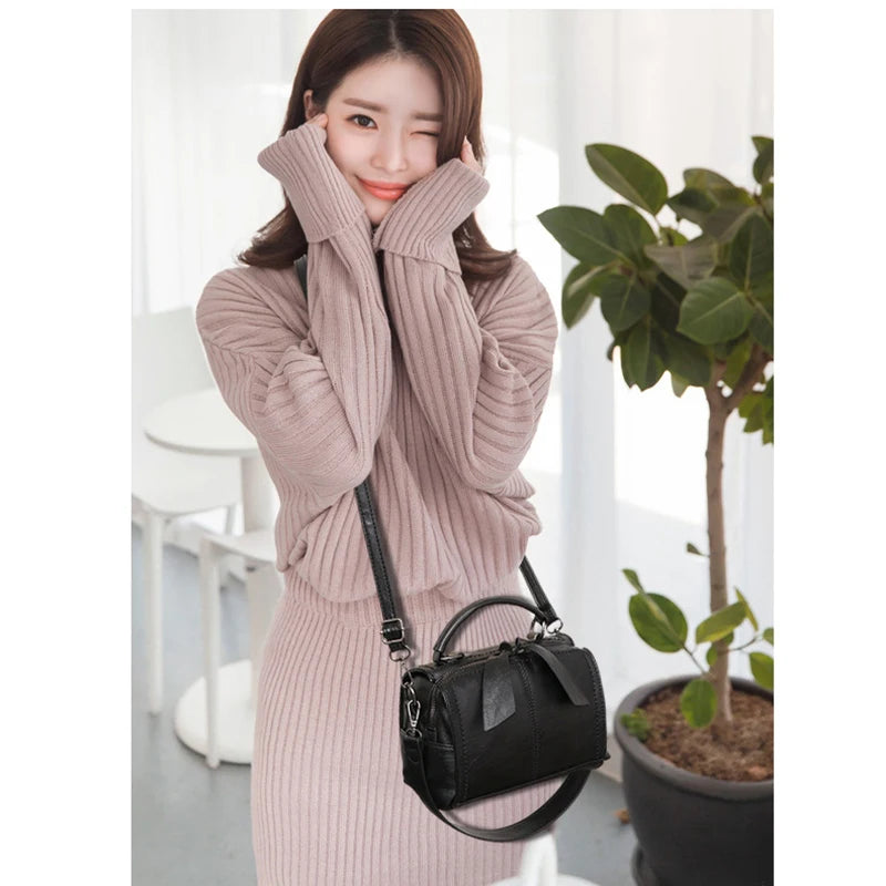 Women's Small PU Leather Shoulder Bag – Soft Leather Travel Tote and Messenger Bag