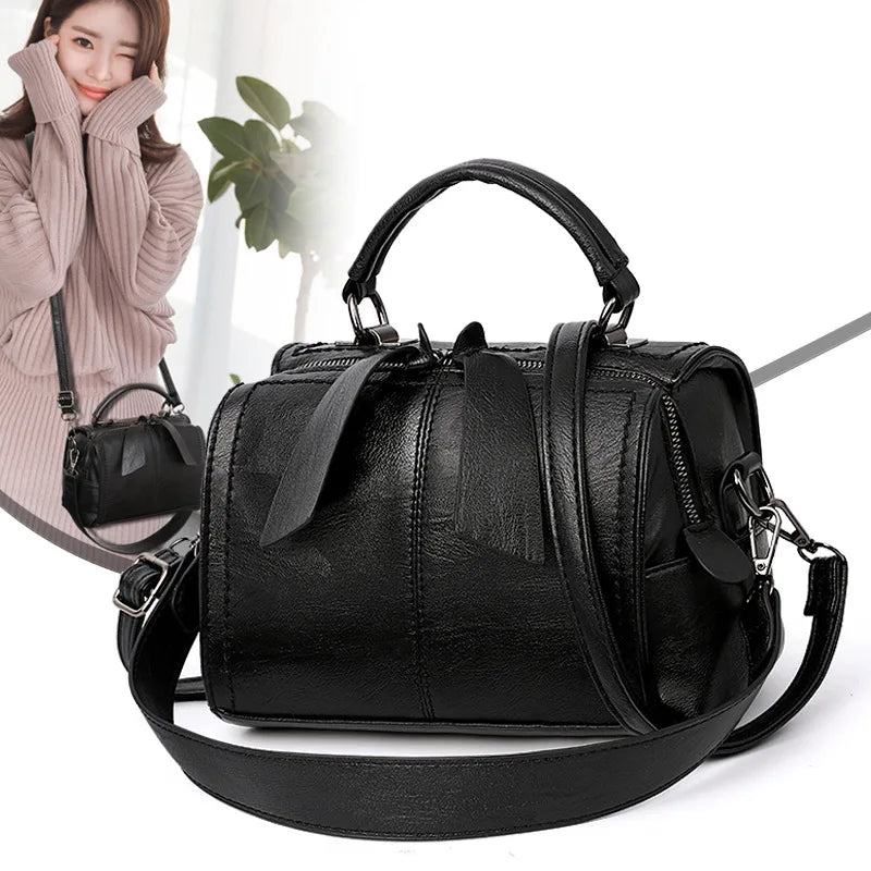 Women's Small PU Leather Shoulder Bag – Soft Leather Travel Tote and Messenger Bag