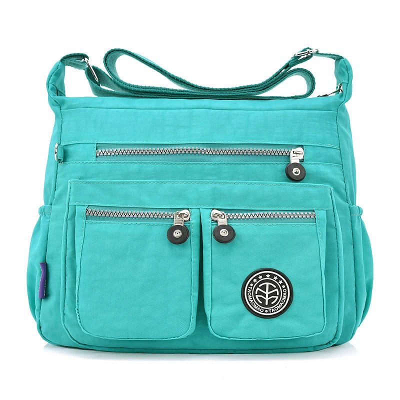 Women's Nylon Shoulder Bag – Lightweight Zipper Crossbody Bag for Everyday and Beach Use