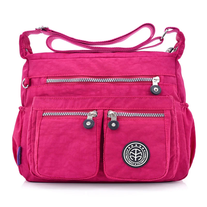 Women's Nylon Shoulder Bag – Lightweight Zipper Crossbody Bag for Everyday and Beach Use