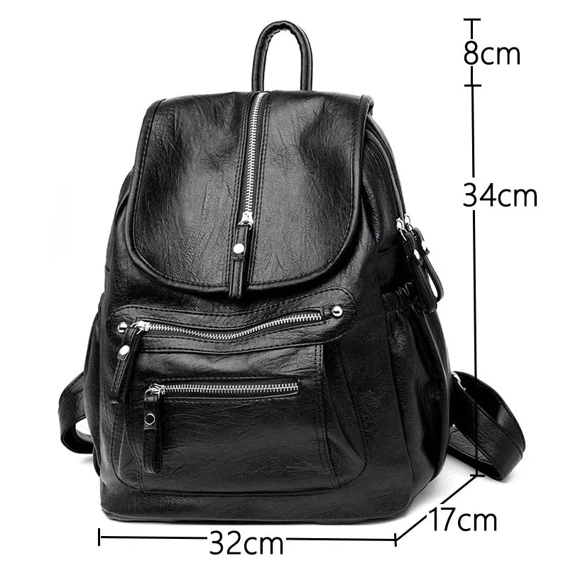 Women's Vintage Leather Backpack – Stylish Travel and Everyday Shoulder Bag