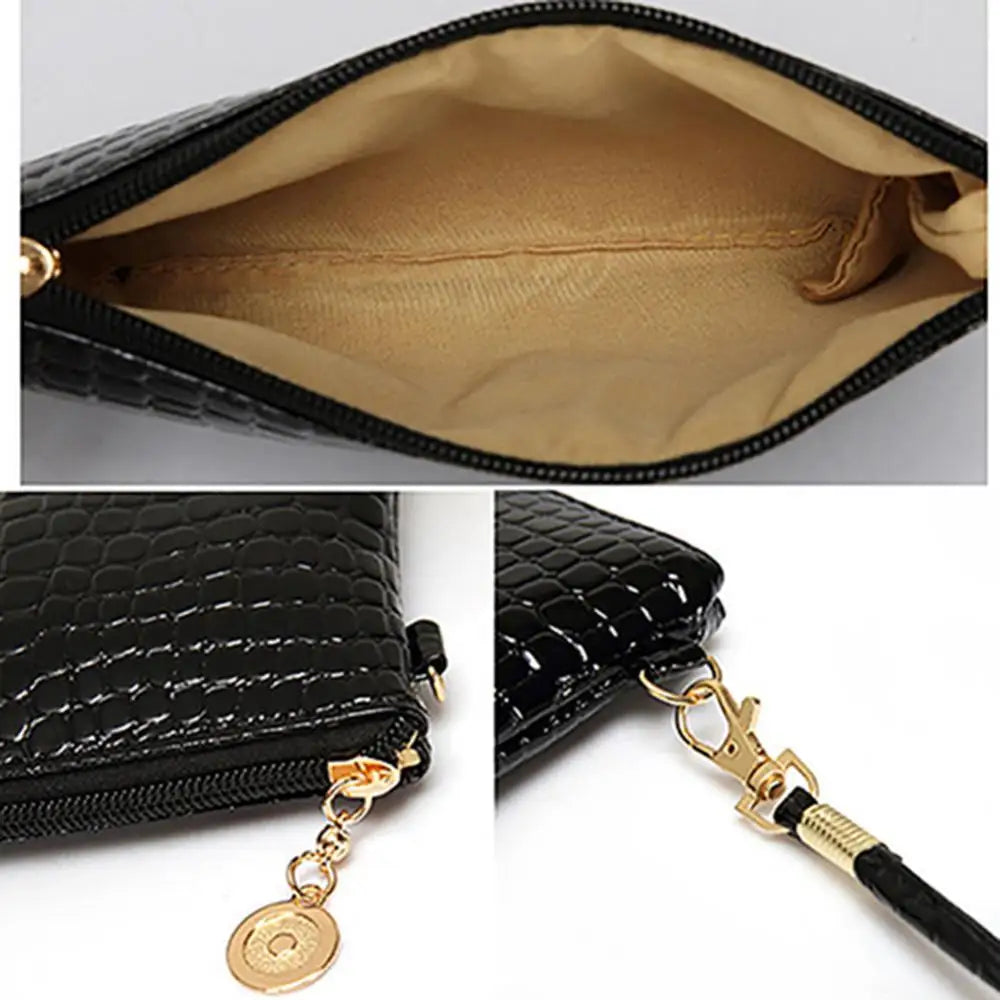 Women's Faux Leather Shoulder Bag – Zipper Tote Handbag with Coin Purse and Card Wallet