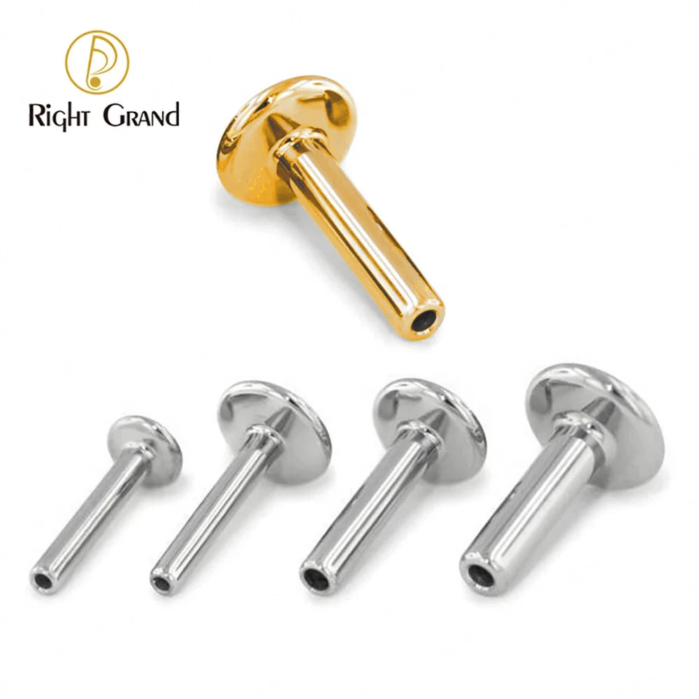 5-Piece Titanium Flat Back Labret Stud Set – 16G Internally Threaded Piercing Posts