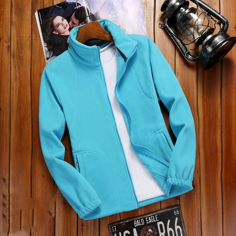 Women’s Fleece Zip-Up Jacket – Warm Casual Cardigan for Outdoor Wear