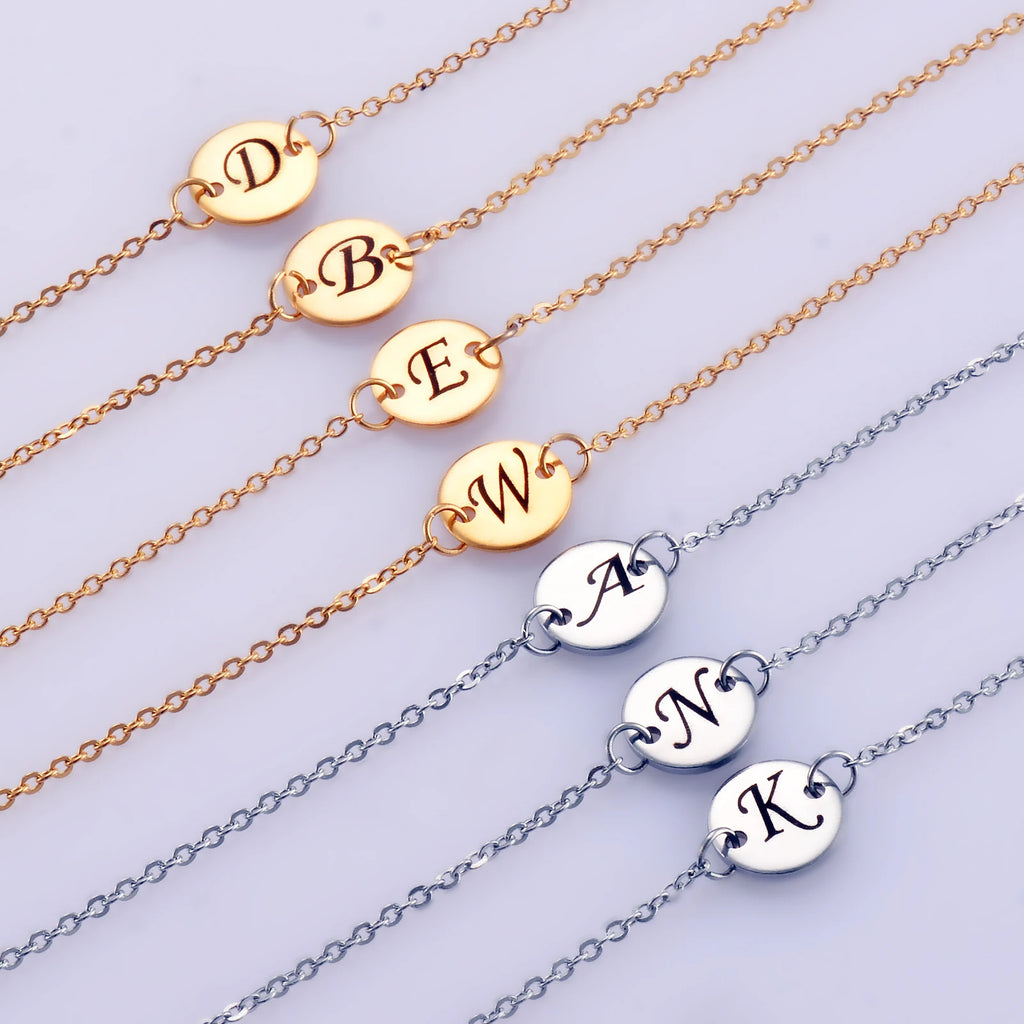 Personalized Cursive Initial Bracelet – Stainless Steel Letter Bracelet