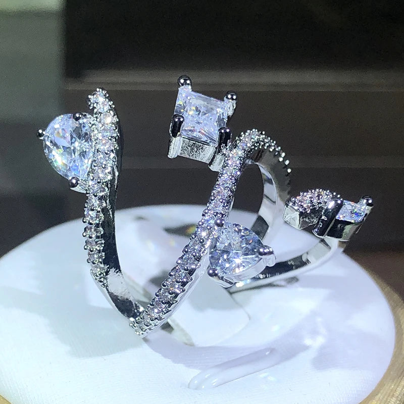 925 Sterling Silver Snake Ring – Zircon Statement Jewelry for Women