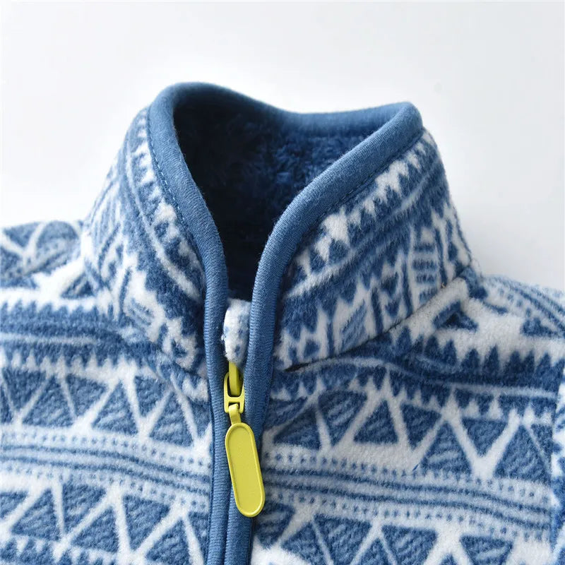 2-8T  Children Clothing for Boys Girls Winter Fleece Jackets Zipper Blue Cute Hot Selling Thick Baby Coats