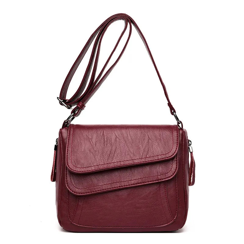 Women's Soft Leather Shoulder Bag – Elegant Spring Crossbody Handbag