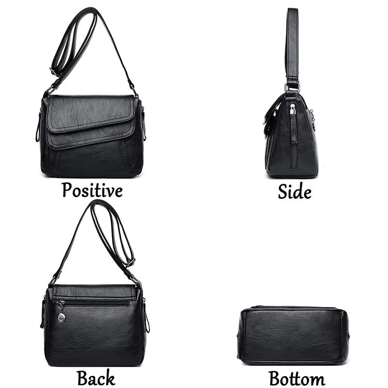 Women's Soft Leather Shoulder Bag – Elegant Spring Crossbody Handbag