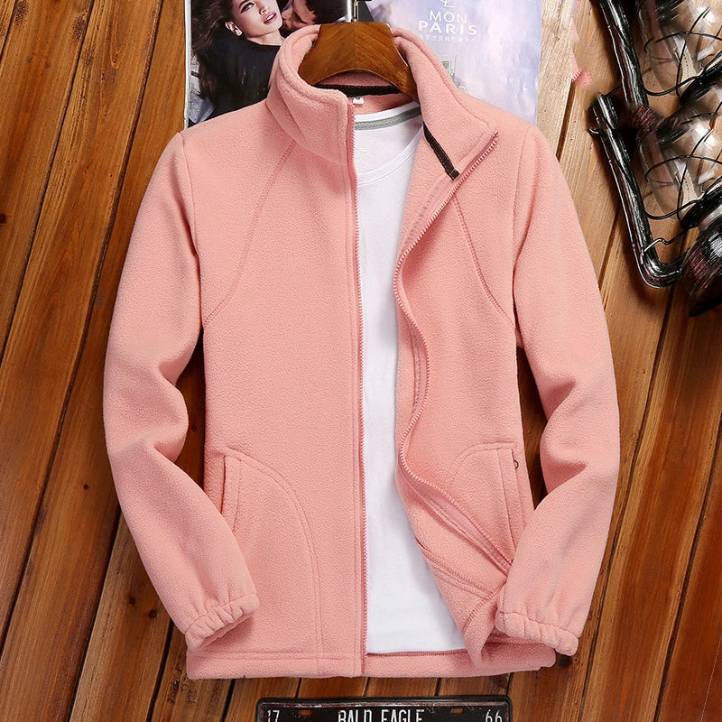 Women’s Fleece Zip-Up Jacket – Warm Casual Cardigan for Outdoor Wear