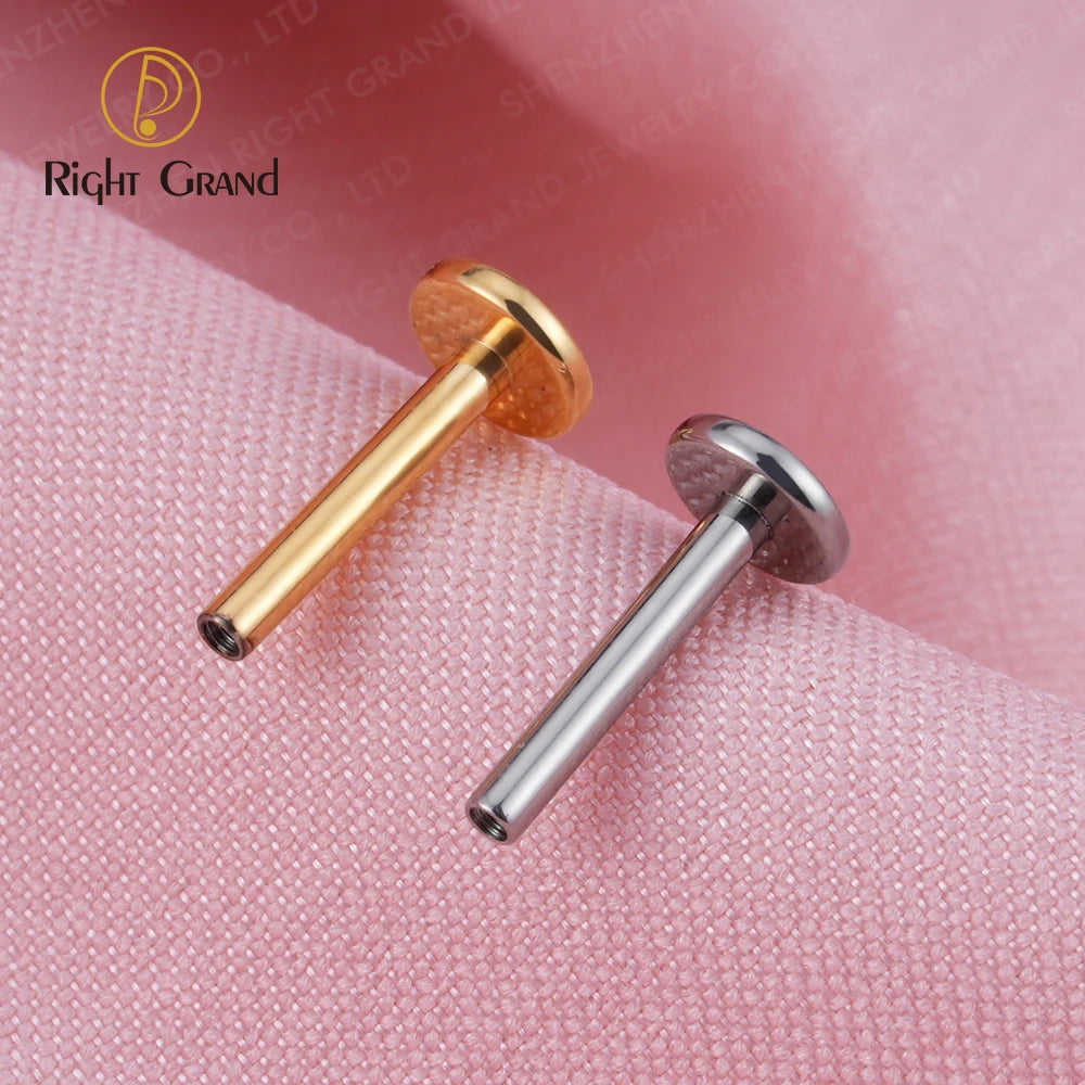 5-Piece Titanium Flat Back Labret Stud Set – 16G Internally Threaded Piercing Posts