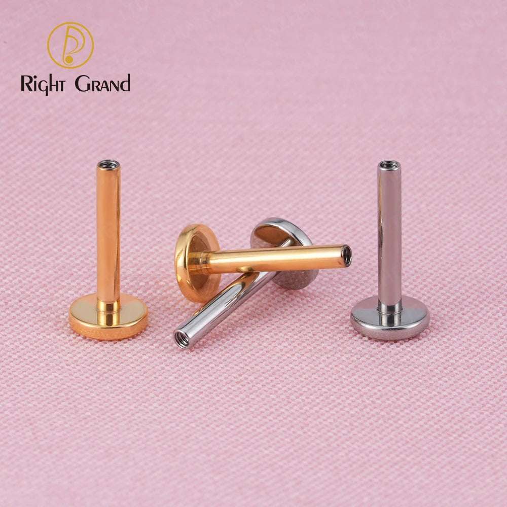 5-Piece Titanium Flat Back Labret Stud Set – 16G Internally Threaded Piercing Posts