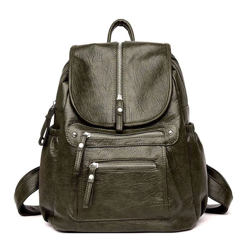 Women's Vintage Leather Backpack – Stylish Travel and Everyday Shoulder Bag